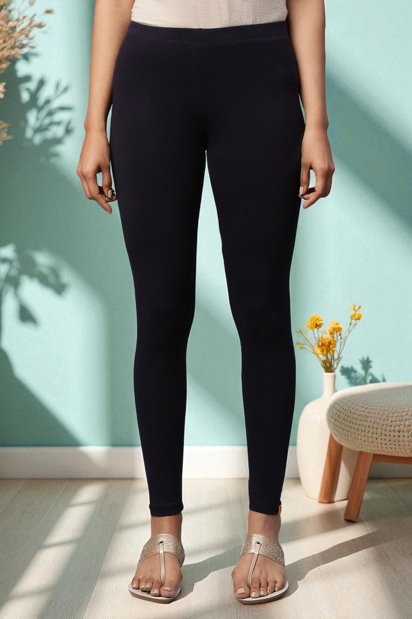 Blue Cotton Lycra Tights