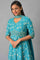Blue Zari Embroidered Dress And Dupatta