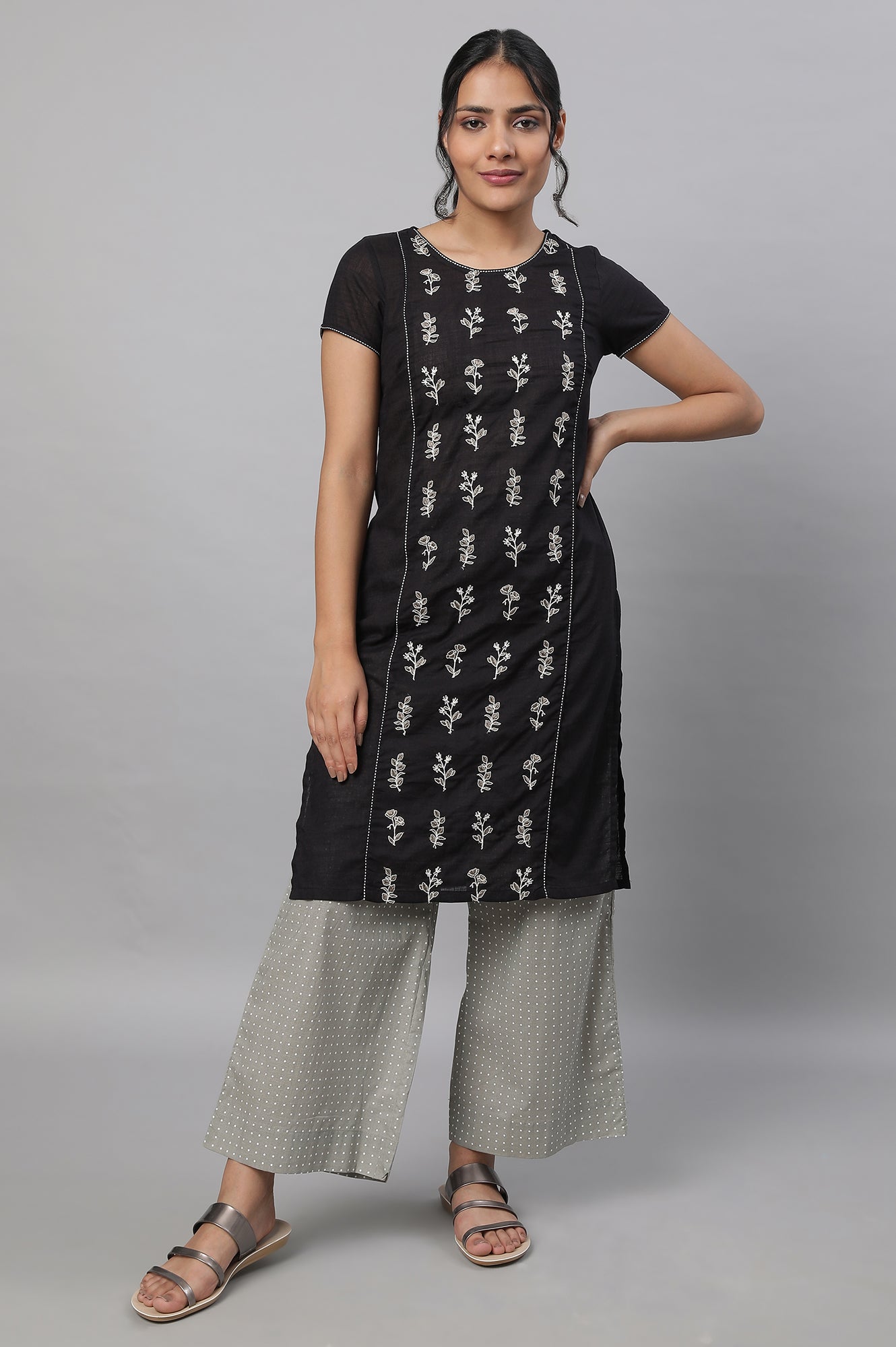 Black Embroidered kurta & Palazzo Set