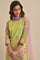 Green Chanderi Floral Printed kurta, Sharara & Dupatta Set