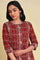 Dark Red A-Line Printed kurta