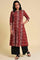 Dark Red A-Line Printed kurta