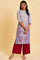 Purple Print Mix Straight Summer Kurta