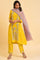 Yellow Glitter Printed A-Line kurta