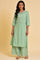 Green Embroidered Straight kurta