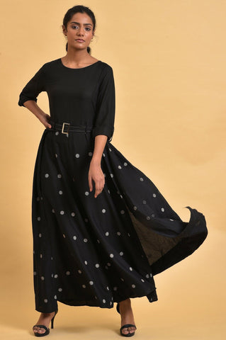 Black Polka Dot Jumpsuit with Belt