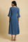 Blue Mock Layer Flared Dress