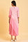 Pink Colourful Bias Stripe FLared Dress