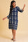 Blue Geometric Print Straight Dress