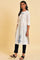 White Placement Print Dobby kurta