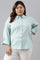 Light Blue Western Buton-Down Plus Size Top