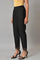 Black Slim Pants With Embroidery At Hemline