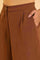 Brown Wide-Leg Pleated Trousers