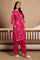 Pink Floral Printed Boat Neck Pure Cotton Kurta and Pants Co-ord Set