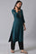 Teal Embroidered Round Neck kurta