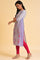 Purple Print Mix kurta & Tights Set