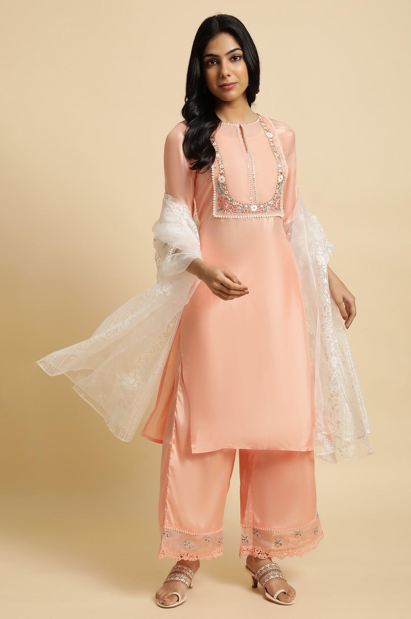 Pink Embroidered kurta Set