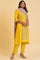 Yellow Glitter Printed Festive kurta, Pants & Dupatta Set