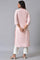 Light Pink Mandarin Collar Embroidered kurta Set