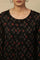 Black Ajrakh Dot Print Round Neck Long Top In Fluid Satin
