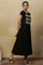 Black Modal Flax Applique  Dress