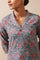 Blue Multicolored Floral Hand Block Print Kurta