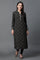 Black Jacquard Festive Winter Kurta and Tights Set