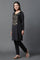 Black Zari Embroidered Velvet Kurta and Pants Set