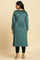 Teal Green Velvet Embroidered Festive Winter Kurta