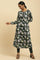 Black Floral Printed Embroidered Winter Kurta