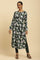 Black Floral Printed Embroidered Winter Kurta