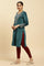 Teal Green Embroidered Velvet Winter Kurta