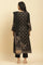 Black Jacquard Winter Kurta, Pants And Dupatta Set