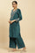 Blue Embroidered Velvet Winter Kurta, Pants And Shawl Set