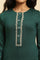 Emerald Green Embroidered Winter Kurta And Tights Set