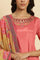 Pink Embroidered Anarkali Kurta, Pants & Printed Dupatta Set