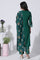 Emerald Green Panelled Embroidered Kurta, Pants And Printed Chanderi Dupatta