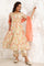 White Floral Printed Thread Embroidered Neck Chiffon Flared Kurta, Straight Pants And Dupatta Set
