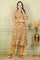 Mustard Yellow Floral Printed Breezy Rayon A-Line Kurta And Pants Set