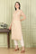 White Floral Printed Straight Kota Kurta, Pants And Dupatta Set
