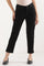 Black Solid Straight Fit Denim Pants With Side Slit