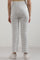 Elleven Women's White Striped Straight Fit Cotton Pants With Slip On Closure