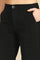 Black Solid Cotton Blend Straight Pants