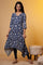 Blue Asymmetrical Floral Printed Kurta