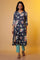 Blue Floral Printed Straight Kurta