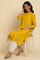 Yellow Floral Embroidered Straight Kurta