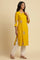 Yellow Floral Embroidered Straight Kurta