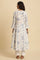 White Cotton Kurta With Blue Print