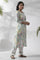 White Floral Printed A-Line Kurta