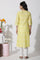 Yellow Schiffli Flared Kurta